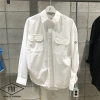 MARKM's genuine product from the Korean counter is available for purchase. It features a solid color versatile shirt with a lapel, drawstrings on both sides, and a chest pocket Specification image